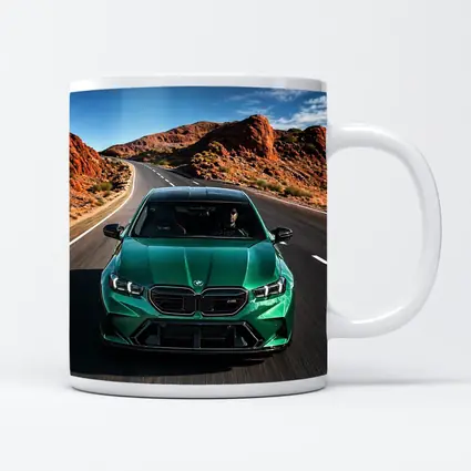 BMW M5 Sedan Green Desert Road Drive