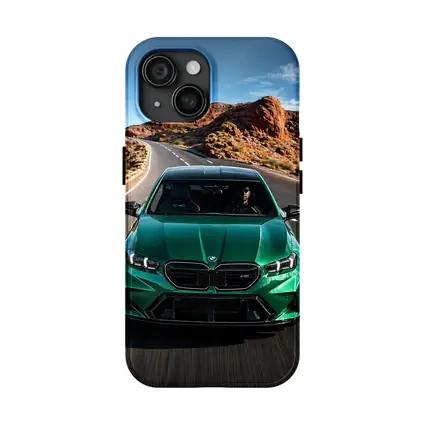 BMW M5 Sedan Green Desert Road Drive