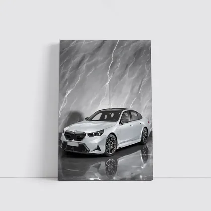 BMW M5 Sedan Against Gray Marble Background