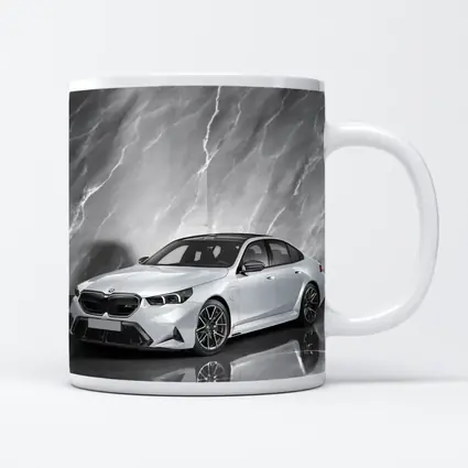 BMW M5 Sedan Against Gray Marble Background