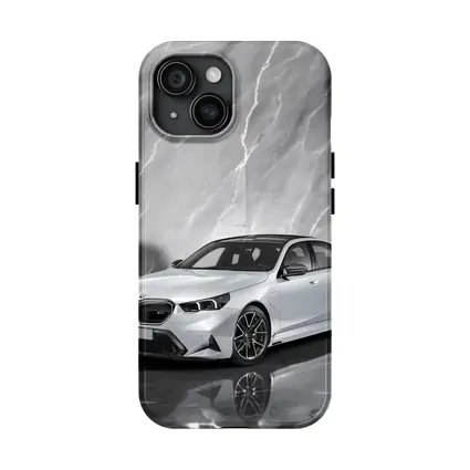 BMW M5 Sedan Against Gray Marble Background