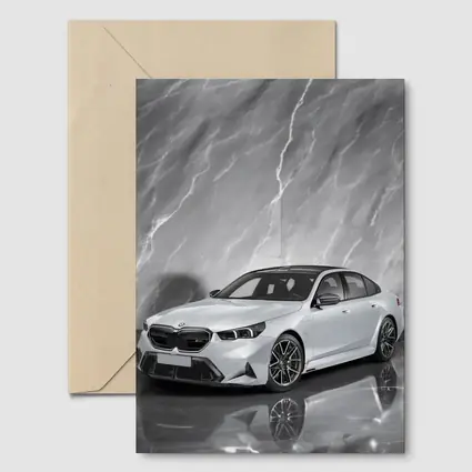 BMW M5 Sedan Against Gray Marble Background