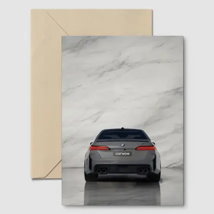 BMW M5 Rear View Marble Studio Background