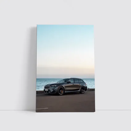 BMW M5 Touring Gray Parked by Sea