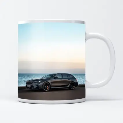 BMW M5 Touring Gray Parked by Sea
