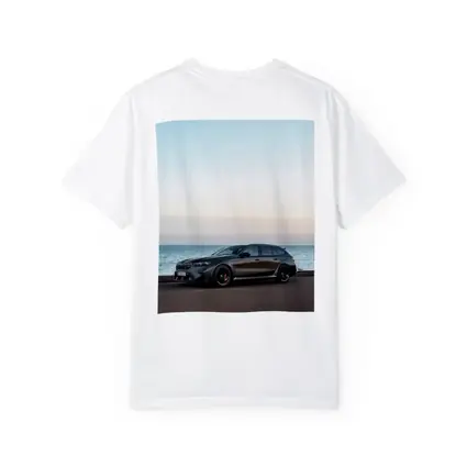 BMW M5 Touring Gray Parked by Sea