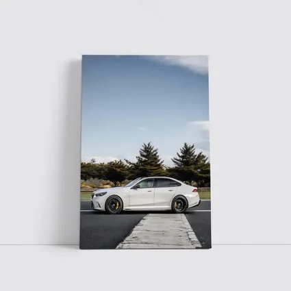 BMW M5 White Sedan On Track