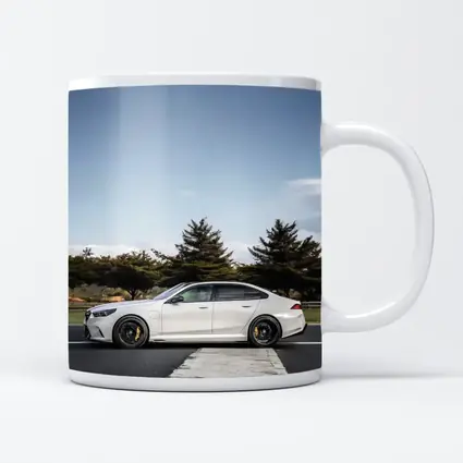 BMW M5 White Sedan On Track