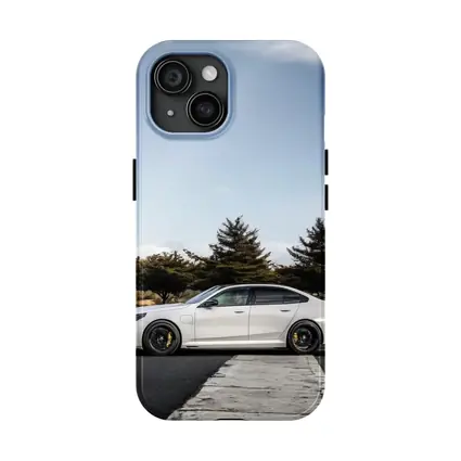 BMW M5 White Sedan On Track