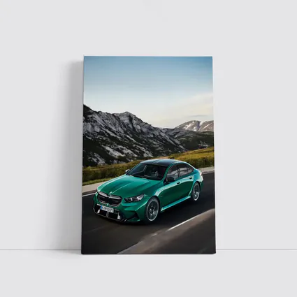 BMW M5 Green Sedan Mountain Road Drive