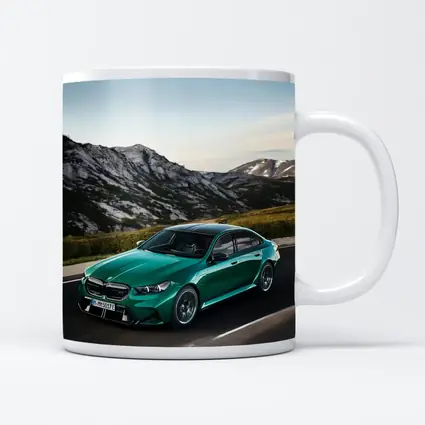 BMW M5 Green Sedan Mountain Road Drive