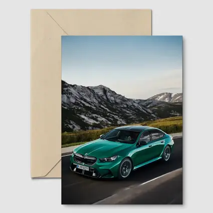 BMW M5 Green Sedan Mountain Road Drive