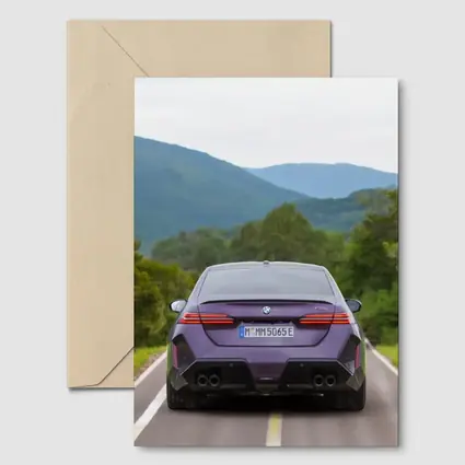 BMW M5 Purple Sedan Mountain Road Drive