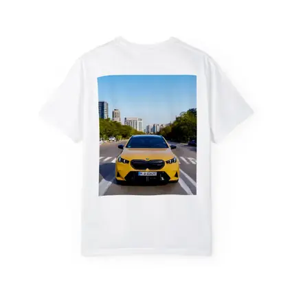 BMW M5 Yellow Front View City Street