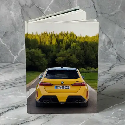 BMW M5 Yellow Rear View Forest Road
