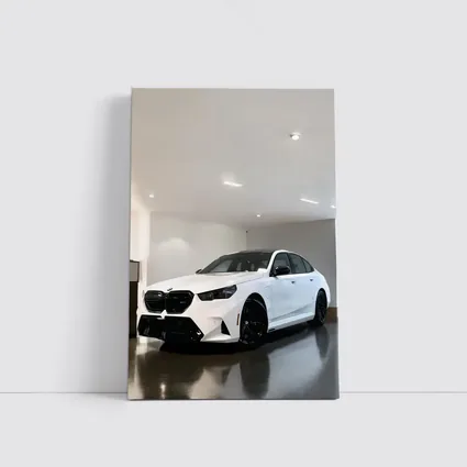 BMW M5 White Sedan Indoor Garage