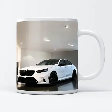 BMW M5 White Sedan Indoor Garage