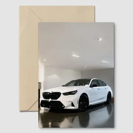 BMW M5 White Sedan Indoor Garage