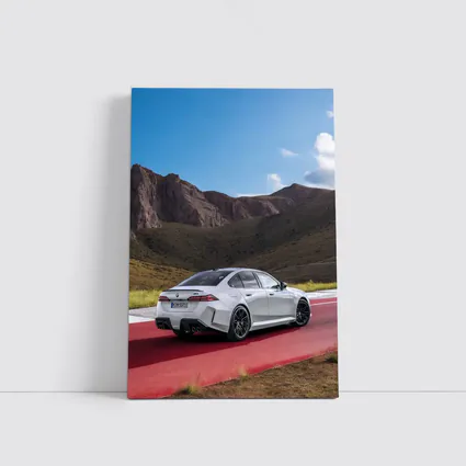 BMW M5 Silver Sedan Mountain Racing Track
