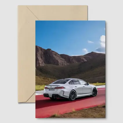 BMW M5 Silver Sedan Mountain Racing Track