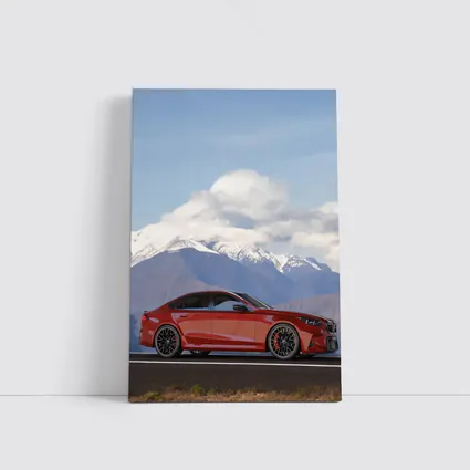 BMW M5 Red Sedan Mountain Road