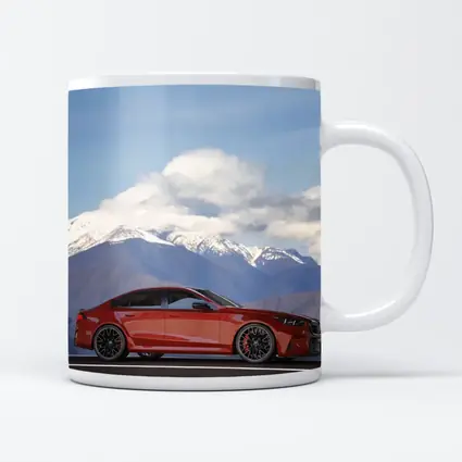 BMW M5 Red Sedan Mountain Road