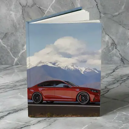 BMW M5 Red Sedan Mountain Road