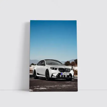BMW M5 White Sedan Open Road Sky
