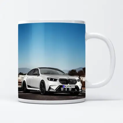 BMW M5 White Sedan Open Road Sky