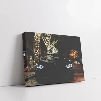 BMW Black Car City Night Lights