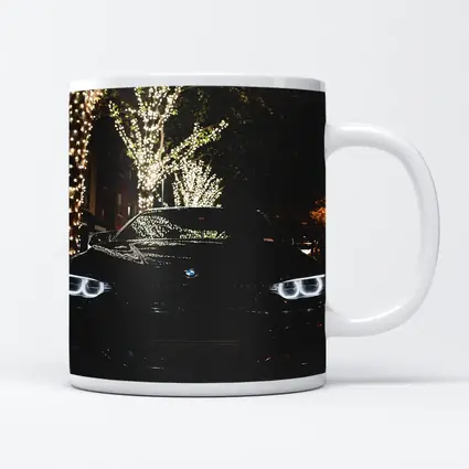 BMW Black Car City Night Lights