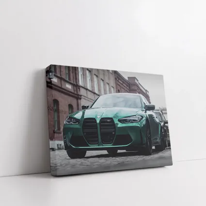 BMW M3 Green Sedan Urban Street Scene