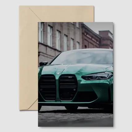 BMW M3 Green Sedan Urban Street Scene