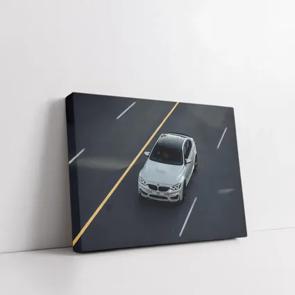 BMW M4 White Sedan on Open Road