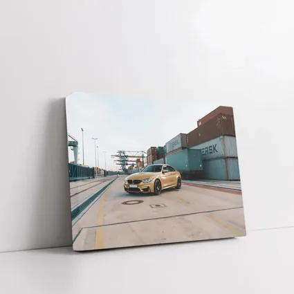 BMW M4 Gold at Industrial Port
