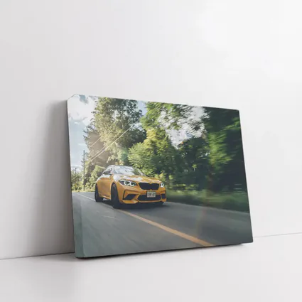 BMW M2 Yellow Speed Road Trees