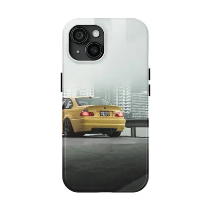 BMW M3 Yellow Coupe Foggy City Street