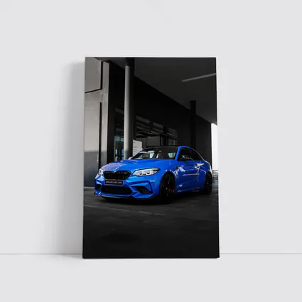 BMW M2 Blue Coupe Urban Parking Shot