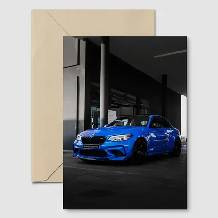 BMW M2 Blue Coupe Urban Parking Shot