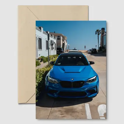 BMW M2 Blue Parked Coastal Street