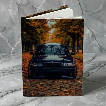 BMW E46 Dark Blue Cobblestone Autumn Avenue