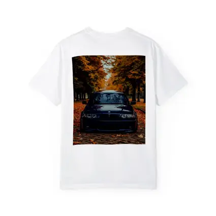 BMW E46 Dark Blue Cobblestone Autumn Avenue