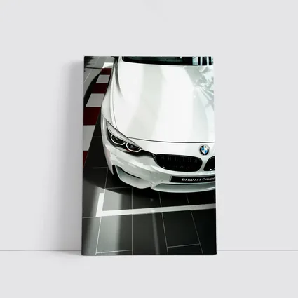 BMW M4 Coupe White Showroom Close Up