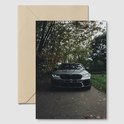 BMW M5 Front View Autumn Forest