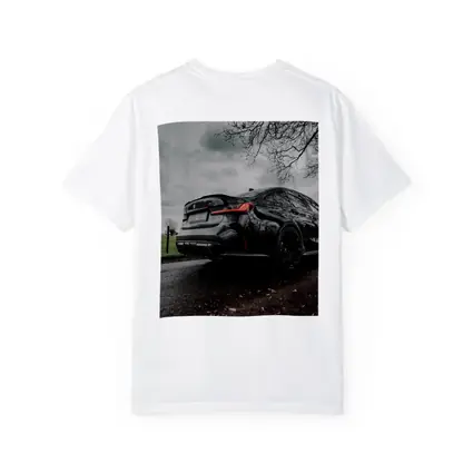 BMW M3 Black Sedan Wet Road Overcast