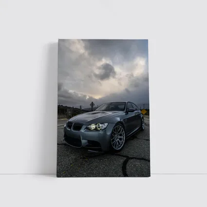 BMW M3 Matte Gray Stormy Sky Road