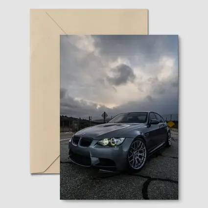 BMW M3 Matte Gray Stormy Sky Road