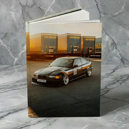 BMW E36 Black Stance Coupe Parking Lot
