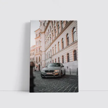 BMW M3 Gray Parked On Cobblestone Street