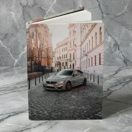 BMW M3 Silver Sedan European Cobblestone Street